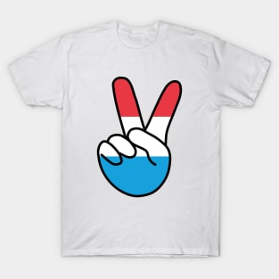 Luxembourg Flag V Sign T-Shirt